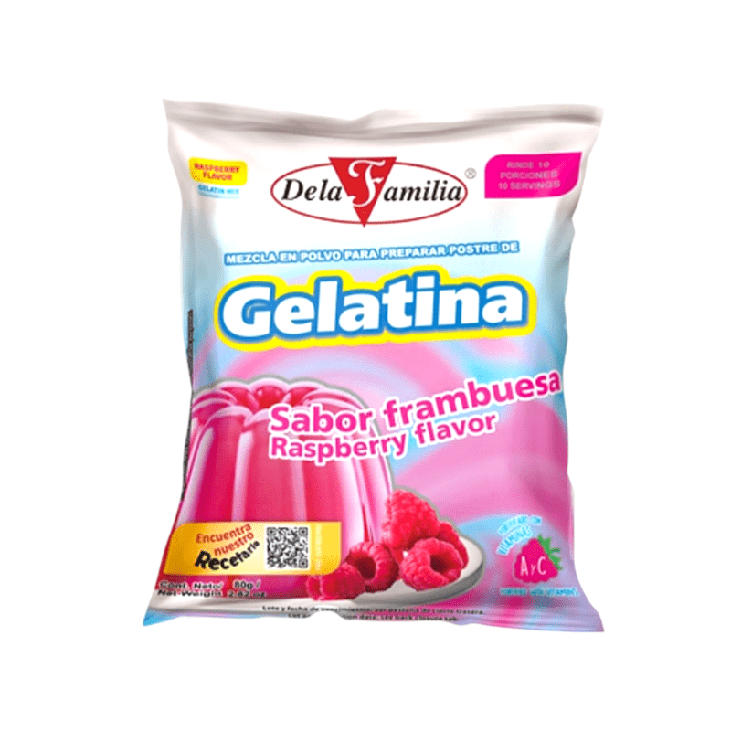 Raspberry Gelatin - Delafamilia 80 g - Latin Flavors